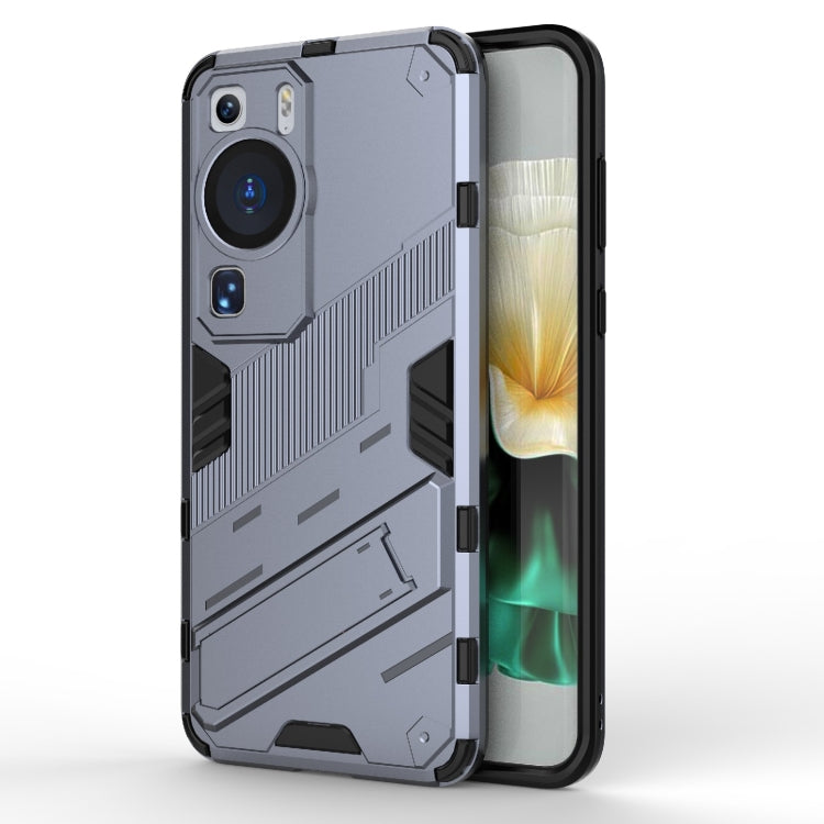 For Huawei P60 Punk Armor 2 in 1 PC + TPU Shockproof Phone Case with Invisible Holder(Grey) - Huawei Cases by PMC Jewellery | Online Shopping South Africa | PMC Jewellery