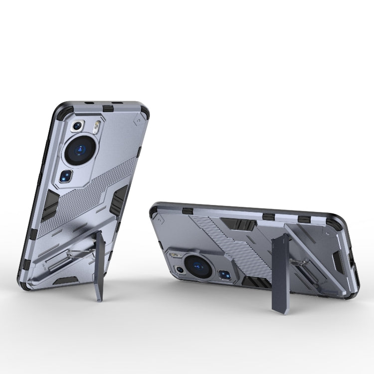 For Huawei P60 Punk Armor 2 in 1 PC + TPU Shockproof Phone Case with Invisible Holder(Grey) - Huawei Cases by PMC Jewellery | Online Shopping South Africa | PMC Jewellery