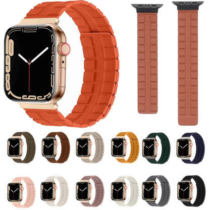 Square Two-section Leather Magnetic Watch Band For Apple Watch Series 8&7 41mm / SE 2&6&SE&5&4 40mm / 3&2&1 38mm(Starlight) - Smart Wear by PMC Jewellery | Online Shopping South Africa | PMC Jewellery