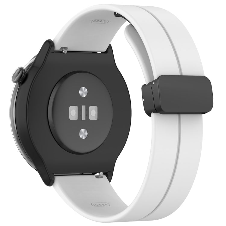 For Amazfit GTR Mini Magnetic Fold Clasp Black Buckle Silicone Watch Band(White) - Smart Wear by PMC TechLife | Online Shopping South Africa | PMC TechLife