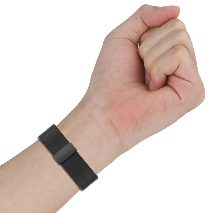 For Amazfit GTR Mini Magnetic Fold Clasp Black Buckle Silicone Watch Band(White) - Smart Wear by PMC TechLife | Online Shopping South Africa | PMC TechLife
