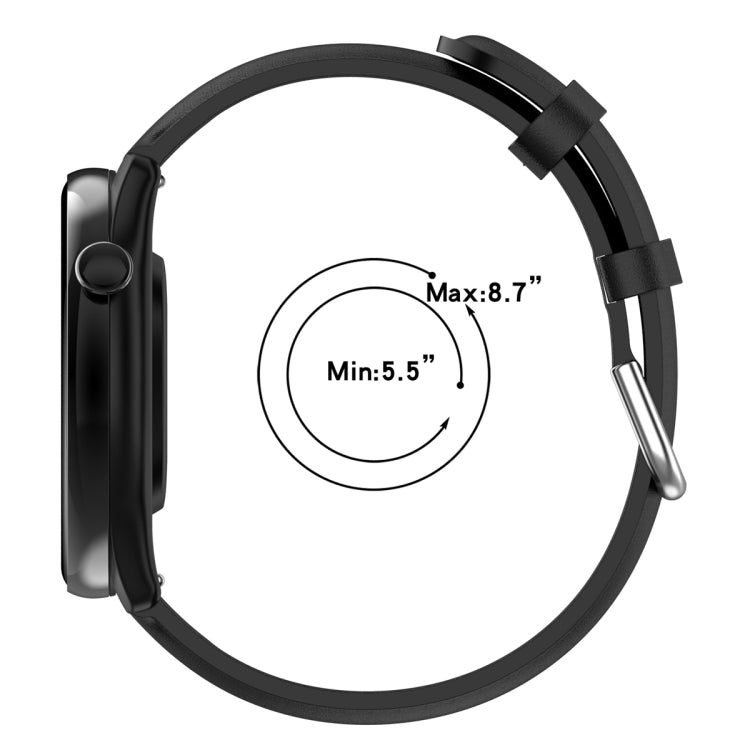 For Amazfit GTR Mini Round Tail Genuine Leather Watch Band(Black) -  by PMC TechLife | Online Shopping South Africa | PMC TechLife