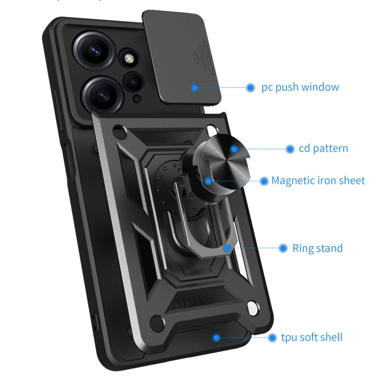 For Xiaomi Redmi Note 12 4G Global Sliding Camera Cover Design Phone Case(Black) - Note 12 Cases by PMC Jewellery | Online Shopping South Africa | PMC Jewellery