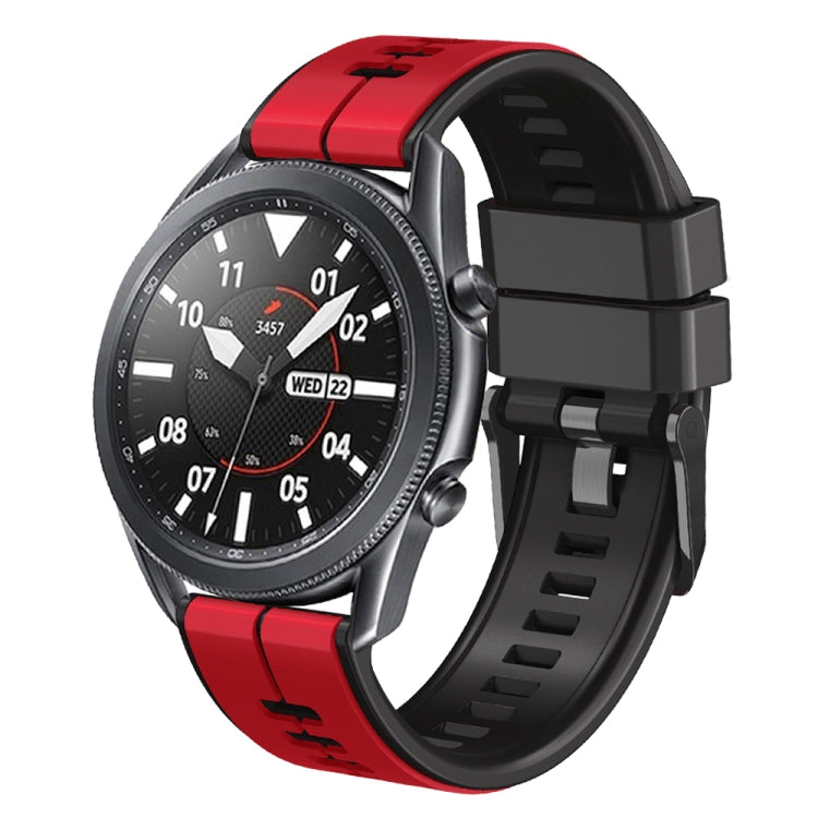 22mm Universal Vertical Line Two-Color Silicone Watch Band(Red+Black) - Smart Wear by PMC Jewellery | Online Shopping South Africa | PMC Jewellery