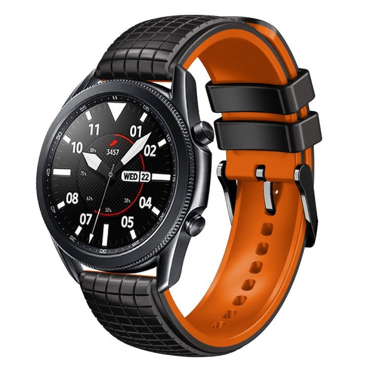 20mm Universal Mesh Two-Tone Silicone Watch Band(Black Orange) - Smart Wear by PMC Jewellery | Online Shopping South Africa | PMC Jewellery