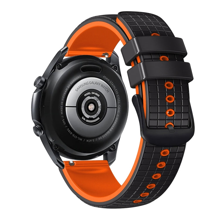 20mm Universal Mesh Two-Tone Silicone Watch Band(Black Orange) - Smart Wear by PMC TechLife | Online Shopping South Africa | PMC TechLife
