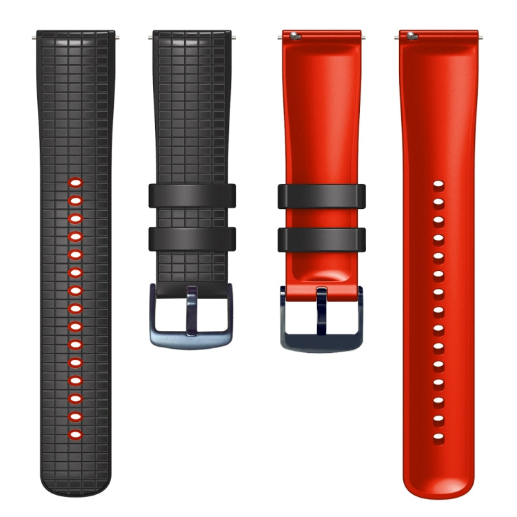 20mm Universal Mesh Two-Tone Silicone Watch Band(Black Red) - Smart Wear by PMC TechLife | Online Shopping South Africa | PMC TechLife