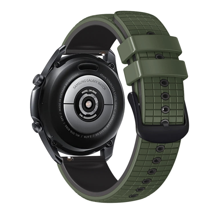 20mm Universal Mesh Two-Tone Silicone Watch Band(Army Green Black) - Smart Wear by PMC TechLife | Online Shopping South Africa | PMC TechLife