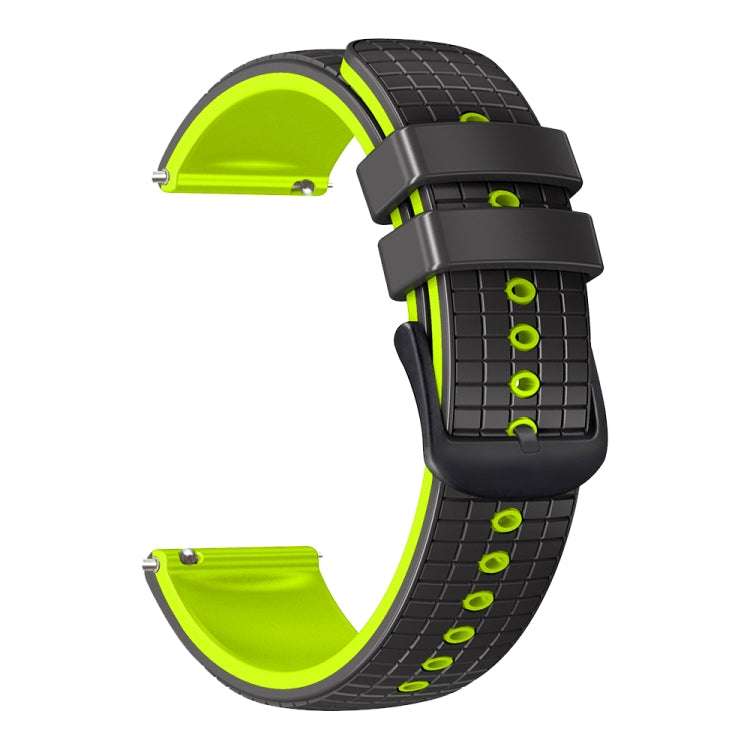 22mm Universal Mesh Two-Tone Silicone Watch Band(Black Lime) - Smart Wear by PMC Jewellery | Online Shopping South Africa | PMC Jewellery