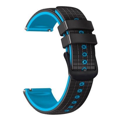 22mm Universal Mesh Two-Tone Silicone Watch Band(Black Sky Blue) - Smart Wear by PMC Jewellery | Online Shopping South Africa | PMC Jewellery