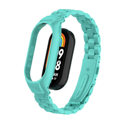 For Xiaomi Mi Band 8 Integrated Metal Case + Three-bead Watch Band(Tiffany Blue) - Smart Wear by PMC Jewellery | Online Shopping South Africa | PMC Jewellery