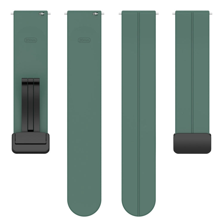 20mm Universal Flat Head Groove Folding Black Buckle Silicone Watch Band(Dark Green) - Smart Wear by PMC TechLife | Online Shopping South Africa | PMC TechLife
