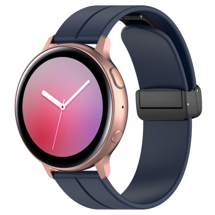 20mm Universal Flat Head Groove Folding Black Buckle Silicone Watch Band(Midnight Blue) - Smart Wear by PMC TechLife | Online Shopping South Africa | PMC TechLife