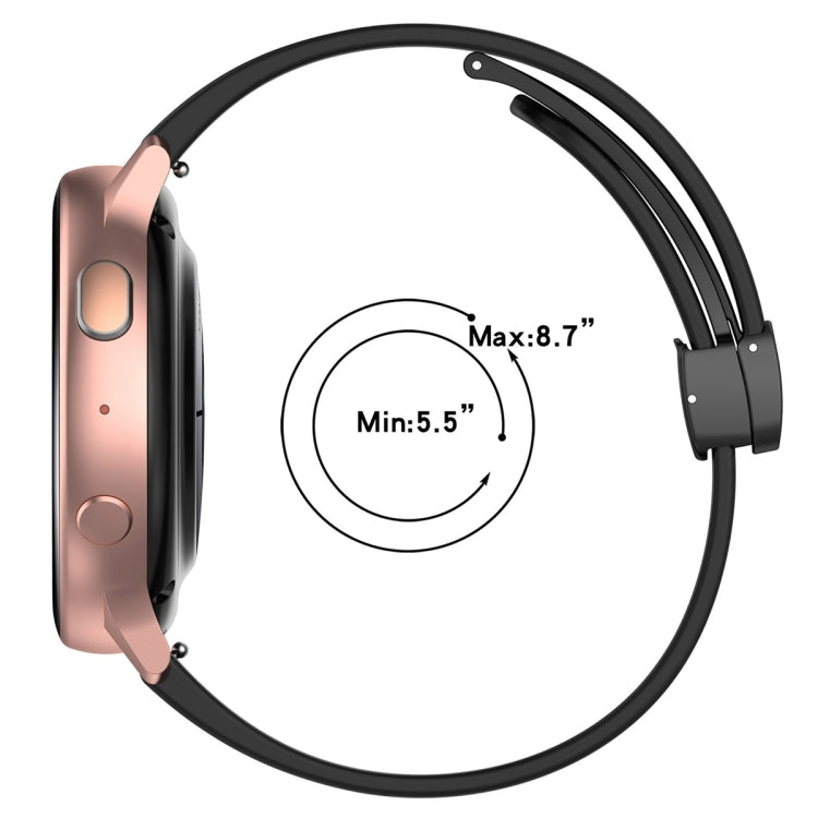 20mm Universal Flat Head Groove Folding Black Buckle Silicone Watch Band(Wine Red) - Smart Wear by PMC TechLife | Online Shopping South Africa | PMC TechLife
