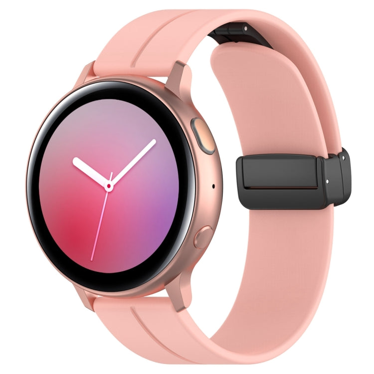 22mm Universal Flat Head Groove Folding Black Buckle Silicone Watch Band(Light Pink) - Smart Wear by PMC TechLife | Online Shopping South Africa | PMC TechLife