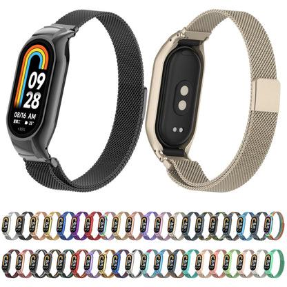 For Xiaomi Mi Band 8 Integrated Metal Case + Milanese Magnetic Watch Band(Rose Gold) - Smart Wear by PMC Jewellery | Online Shopping South Africa | PMC Jewellery