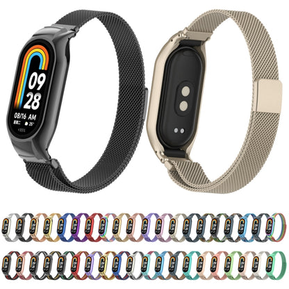 For Xiaomi Mi Band 8 Integrated Metal Case + Milanese Magnetic Watch Band(Rainbow Bars) - Smart Wear by PMC Jewellery | Online Shopping South Africa | PMC Jewellery