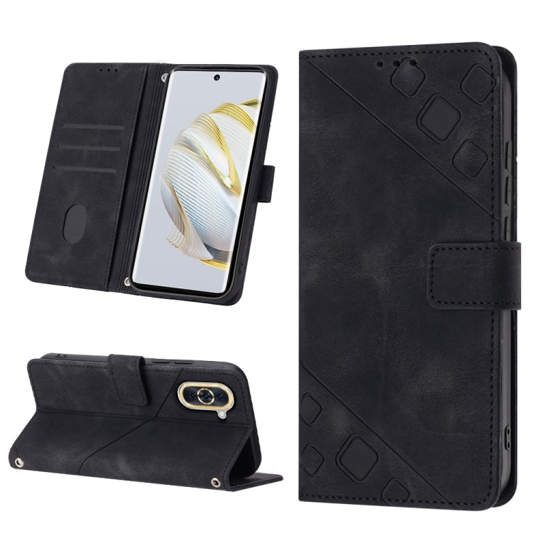 For Huawei nova 10 Skin-feel Embossed Leather Phone Case(Black) - free shipping - PMC TechLife - Order now!