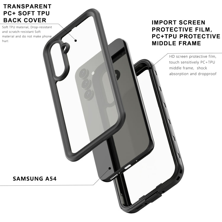 For Samsung Galaxy A54 5G RedPepper Transparent Dot Shockproof Waterproof PC + TPU Phone Case(Black) - free shipping - PMC TechLife - Order now!