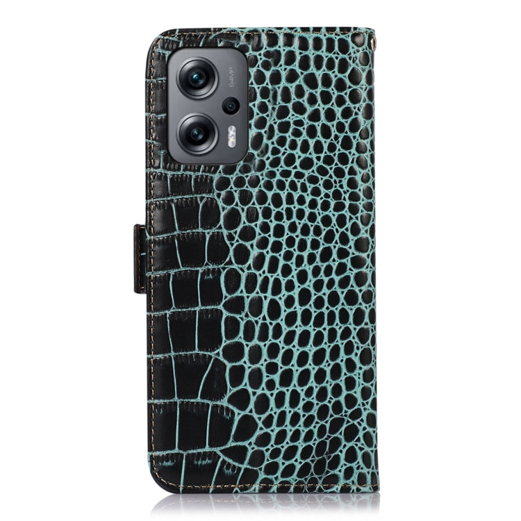 For Xiaomi Redmi Note 12 Turbo Crocodile Top Layer Cowhide Leather Phone Case(Green) - Xiaomi Cases by PMC TechLife | Online Shopping South Africa | PMC TechLife