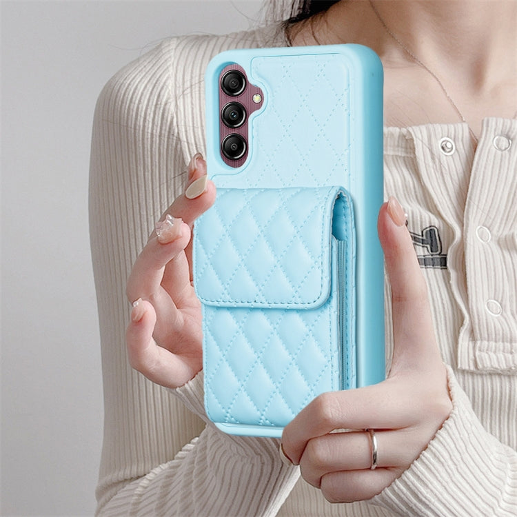 For Samsung Galaxy A14 4G / 5G Vertical Wallet Rhombic Leather Phone Case(Blue) - free shipping - PMC TechLife - Order now!