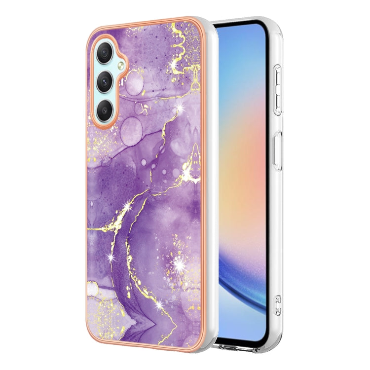 For Samsung Galaxy A24 Electroplating Marble Dual-side IMD Phone Case(Purple 002) - free shipping - PMC TechLife - Order now!