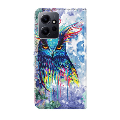 For Xiaomi Redmi Note 12 4G Global 3D Painting Pattern Flip Leather Phone Case(Watercolor Owl) - Note 12 Cases by PMC Jewellery | Online Shopping South Africa | PMC Jewellery