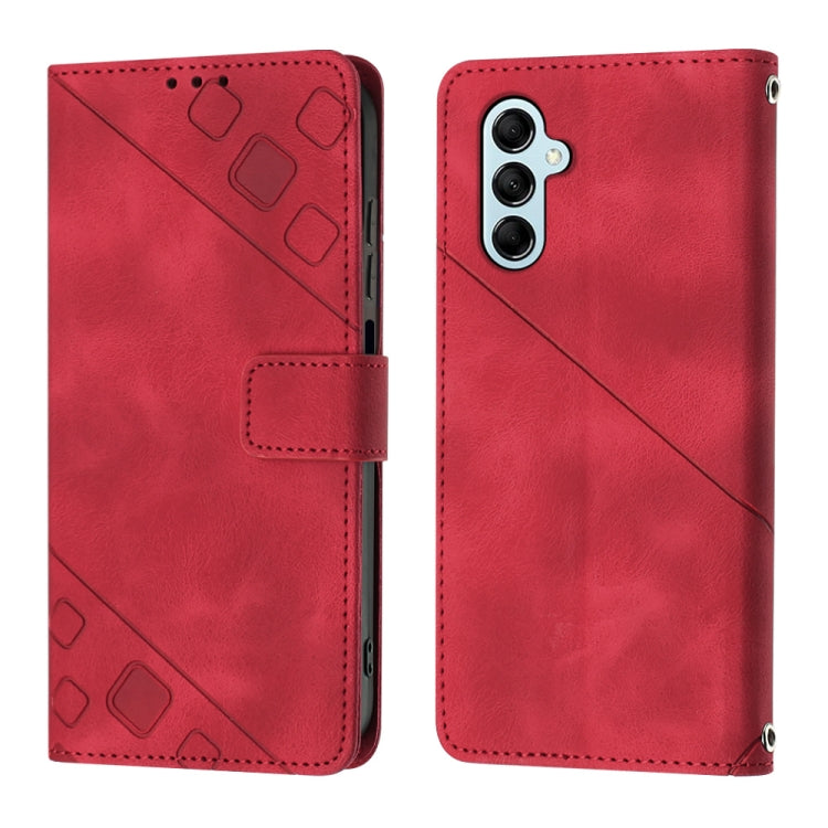 For Samsung Galaxy M14 5G Skin-feel Embossed Leather Phone Case(Red) - free shipping - PMC TechLife - Order now!