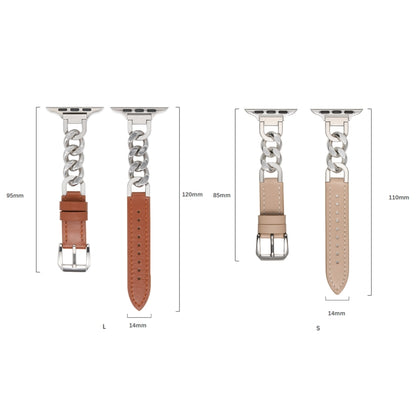 Chain Genuine Leather Watch Band For Apple Watch Ultra 49mm / Series 8&7 45mm / SE 2&6&SE&5&4 44mm / 3&2&1 42mm, Size:L(Grey) - Smart Wear by PMC Jewellery | Online Shopping South Africa | PMC Jewellery