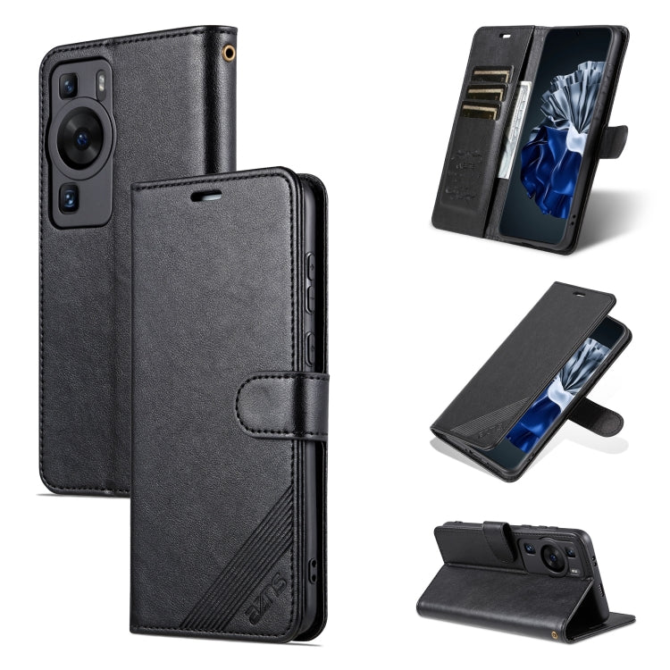 For Huawei P60 / P60 Pro AZNS Sheepskin Texture Flip Leather Phone Case(Black) - Huawei Cases by AZNS | Online Shopping South Africa | PMC Jewellery | Buy Now Pay Later Mobicred