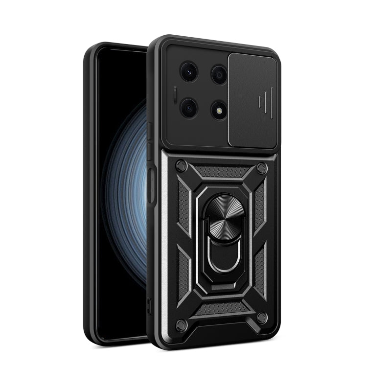 For Honor X8a 4G Sliding Camera Cover Design TPU + PC Phone Case(Black) - Honor Cases by PMC Jewellery | Online Shopping South Africa | PMC Jewellery