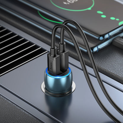 hoco Z48 Tough 40W Dual USB-C / Type-C Port Car Charger with Type-C to Type-C Cable(Sapphire Blue) - Car Charger by hoco | Online Shopping South Africa | PMC Jewellery