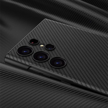 For Samsung Galaxy S23 Ultra 5G GKK Triumph Ultra-Thin Plain Leather Phone Case with Holder(Carbon Fiber) - Galaxy S23 Ultra 5G Cases by GKK | Online Shopping South Africa | PMC Jewellery