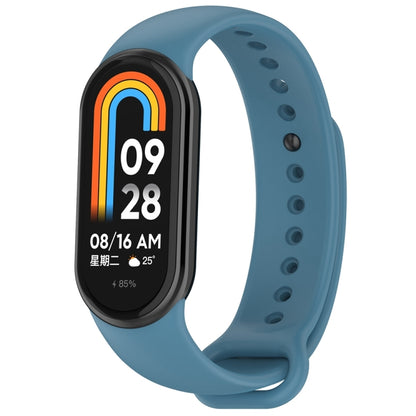 For Xiaomi Mi Band 8 Solid Color Stainless Steel Plug Replacement Watch Band (Blue) - Watch Bands by PMC Jewellery | Online Shopping South Africa | PMC Jewellery