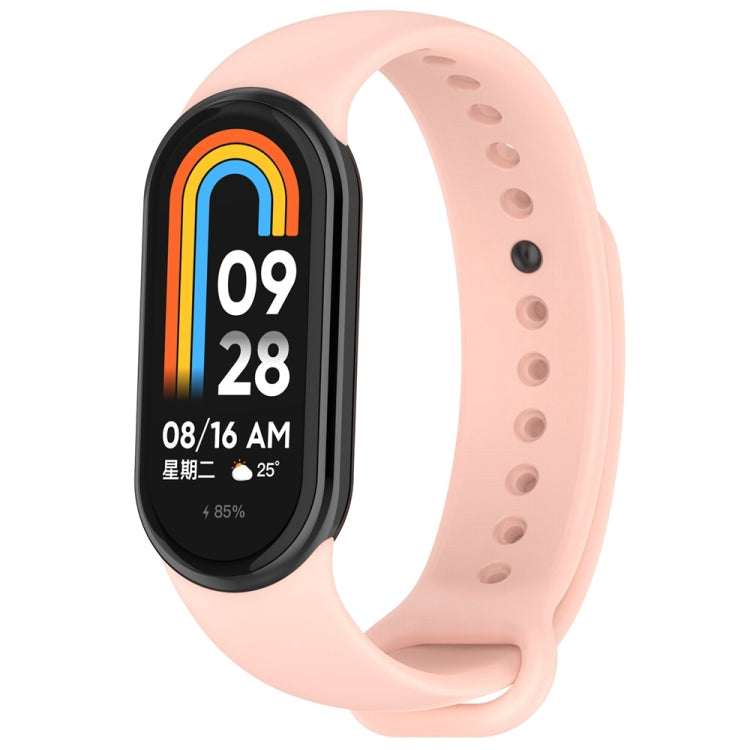 For Xiaomi Mi Band 8 Solid Color Stainless Steel Plug Replacement Watch Band (Light Pink) - Watch Bands by PMC Jewellery | Online Shopping South Africa | PMC Jewellery