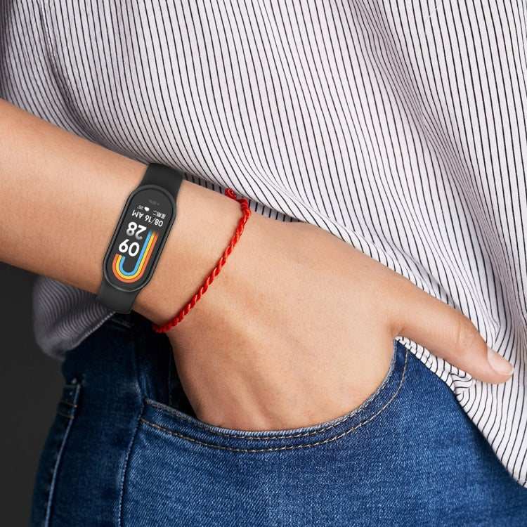 For Xiaomi Mi Band 8 Solid Color Stainless Steel Plug Replacement Watch Band (Purple) - Watch Bands by PMC TechLife | Online Shopping South Africa | PMC TechLife