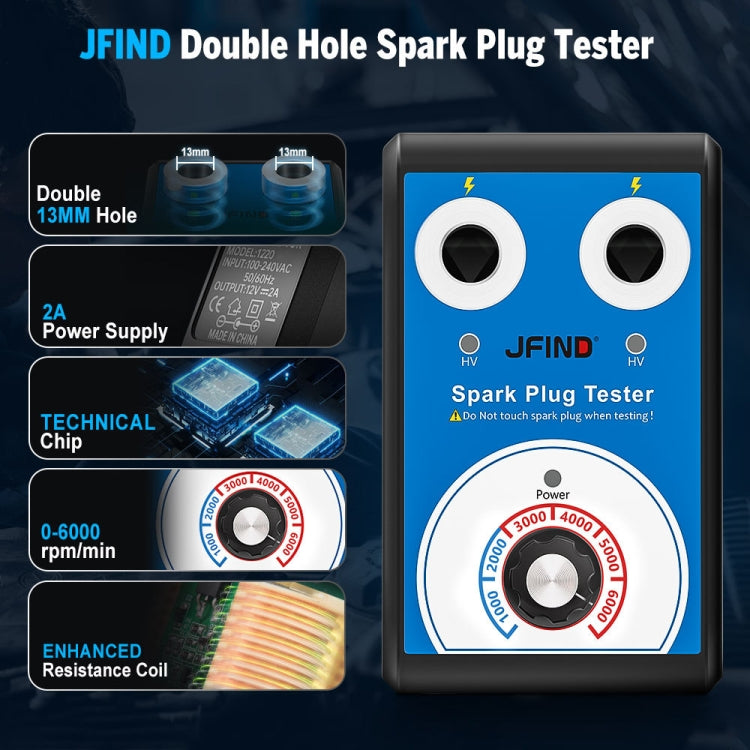 JFIND JF109 Car Double Hole Spark Plug Tester(EU Plug) - free shipping - PMC TechLife - Order now!