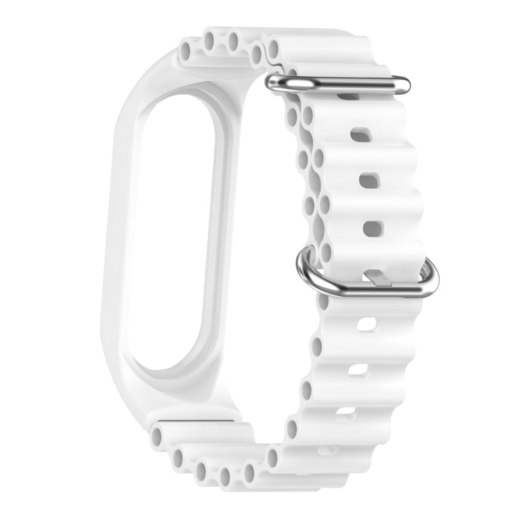 For Xiaomi Mi Band 7 / 6 / 5 / 4 / 3 Solid Color Marine Silicone Breathable Watch Band(White) - Smart Wear by PMC Jewellery | Online Shopping South Africa | PMC Jewellery