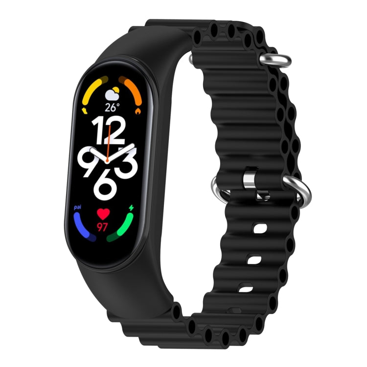 For Xiaomi Mi Band 7 / 6 / 5 / 4 / 3 Solid Color Marine Silicone Breathable Watch Band(Black) - Smart Wear by PMC Jewellery | Online Shopping South Africa | PMC Jewellery