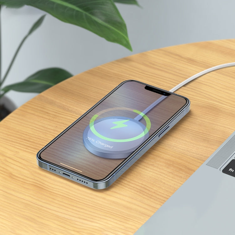 hoco CW47 Original Series 15W Magsafe Magnetic Wireless Fast Charging Charger(Silver) - Wireless Charger by hoco | Online Shopping South Africa | PMC Jewellery