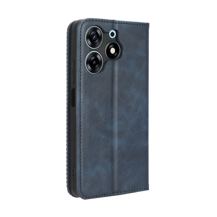 For Tecno Spark 10 Pro / K17 Magnetic Buckle Retro Texture Leather Phone Case(Blue) - free shipping - PMC TechLife - Order now!