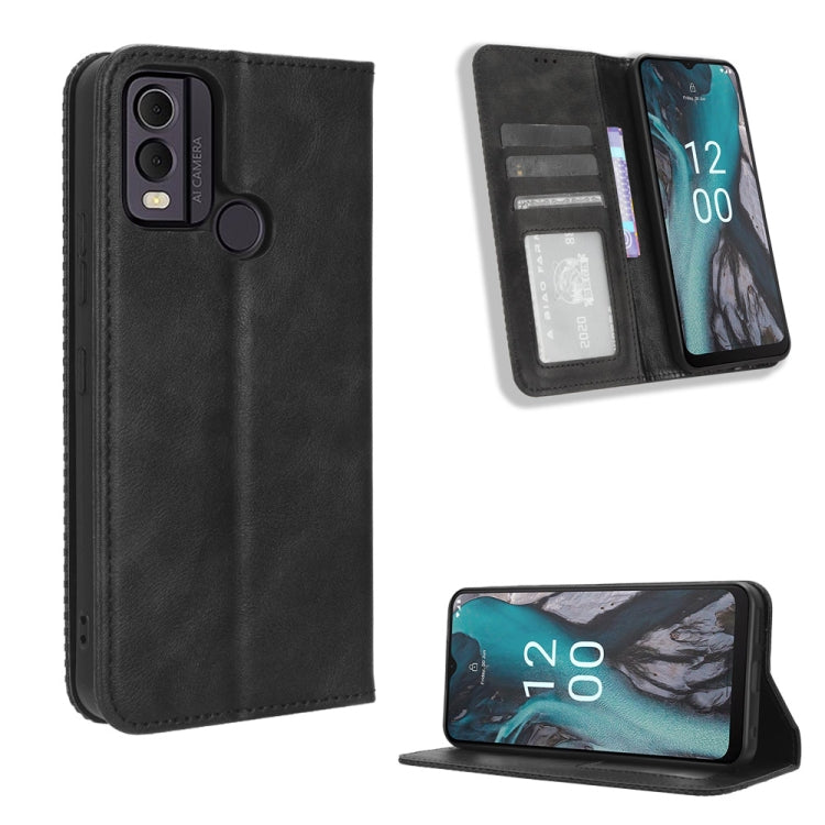 For Nokia C22 Magnetic Buckle Retro Texture Leather Phone Case(Black) - free shipping - PMC TechLife - Order now!