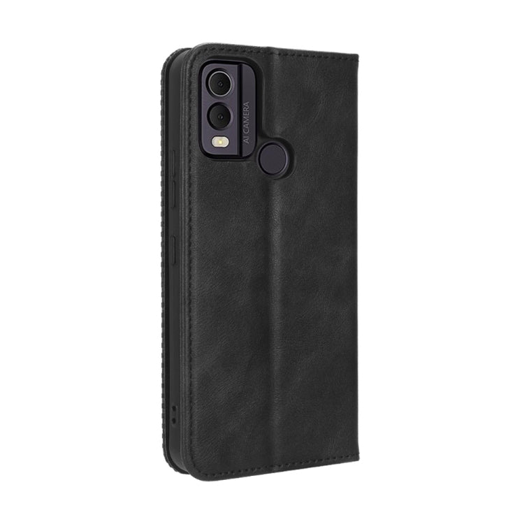 For Nokia C22 Magnetic Buckle Retro Texture Leather Phone Case(Black) - free shipping - PMC TechLife - Order now!