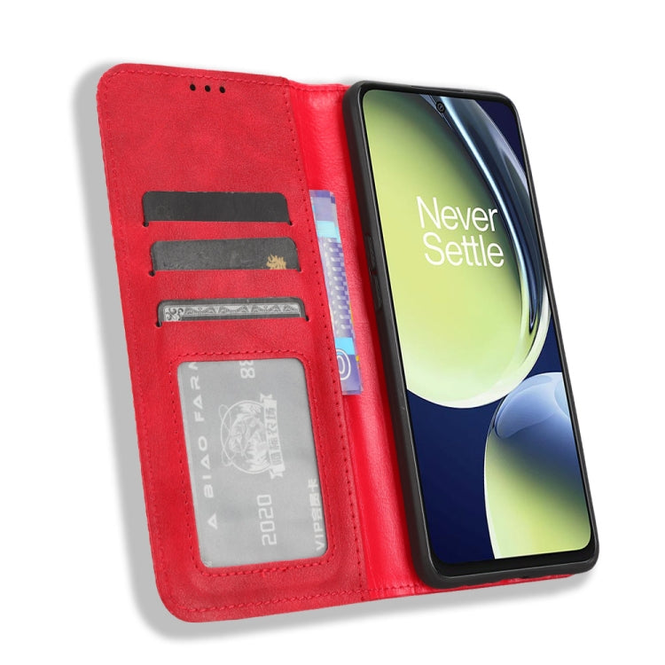 For OnePlus Nord CE 3 Lite Magnetic Buckle Retro Texture Leather Phone Case(Red) - free shipping - PMC TechLife - Order now!