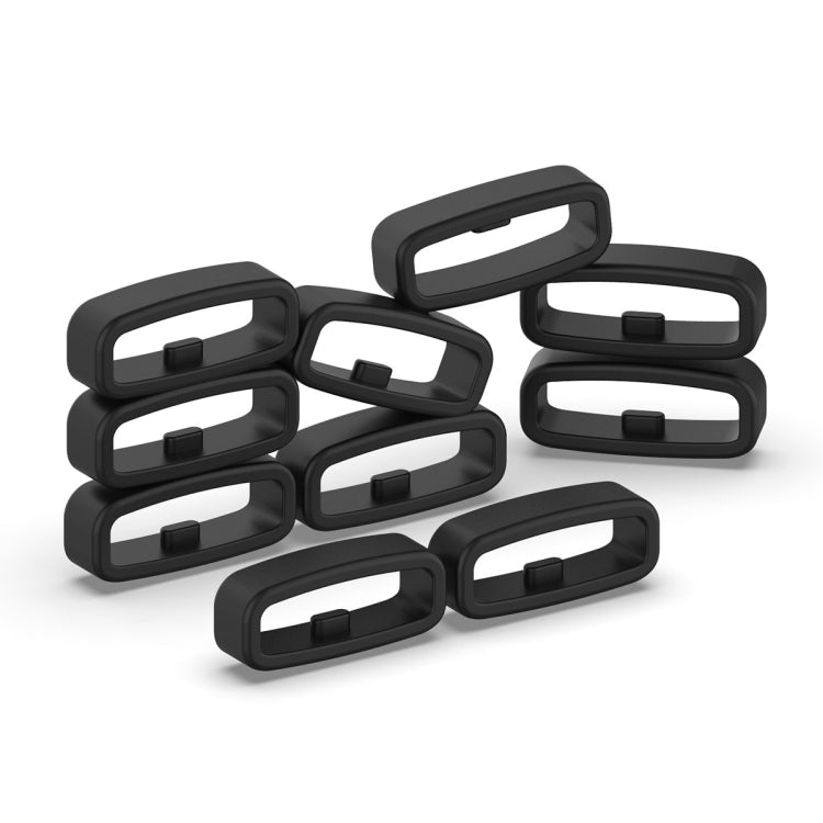20mm 10pcs Universal Watch Band Fixed Silicone Ring Safety Buckle(Black) -  by PMC Jewellery | Online Shopping South Africa | PMC Jewellery