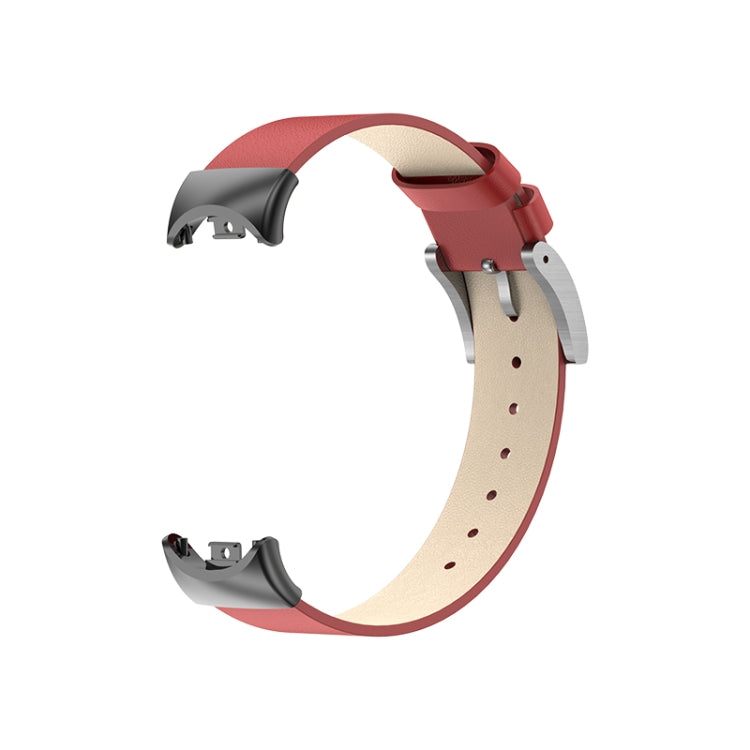 For Xiaomi Mi Band 8 Leather Replacement Watch Band(Red) -  by PMC TechLife | Online Shopping South Africa | PMC TechLife