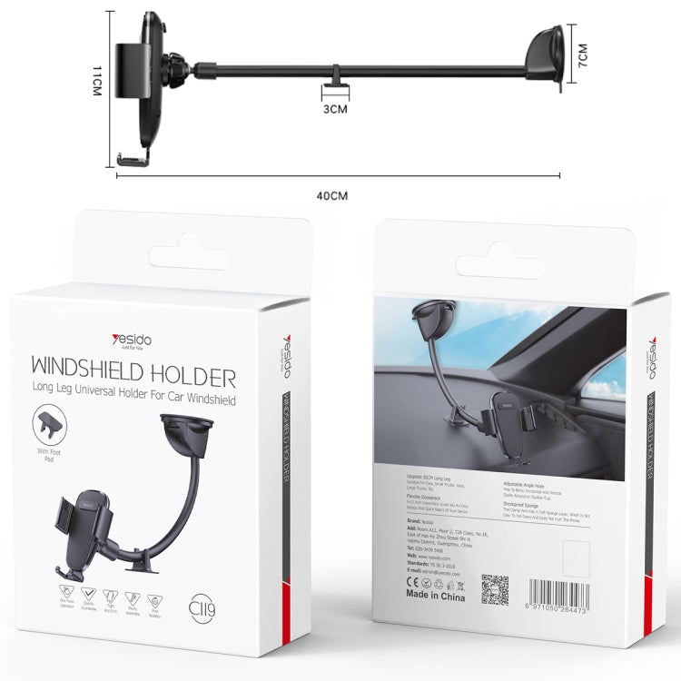 Yesido C119 Car Windshield Strip Soft Rubber Suction Cup Phone Holder(Black) - Car Holders by Yesido | Online Shopping South Africa | PMC Jewellery