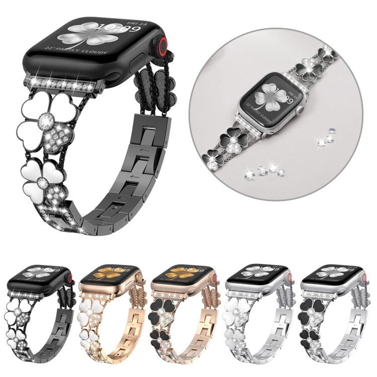 For Apple Watch 3 42mm Petal Metal Diamond Watch Band(Silver+White) - Watch Bands by PMC TechLife | Online Shopping South Africa | PMC TechLife