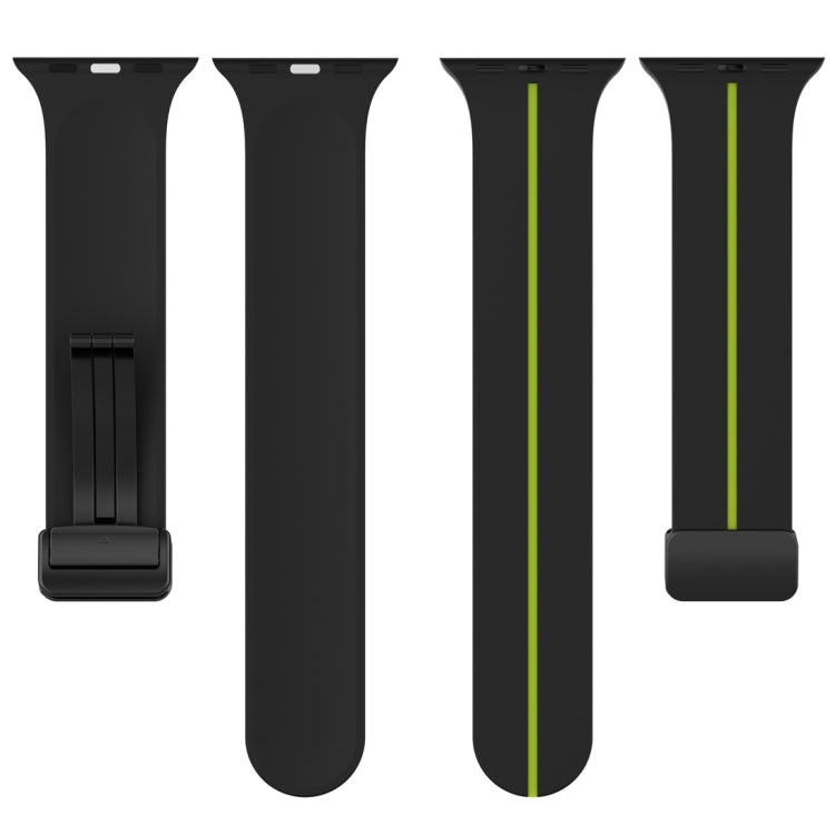 Two Color Folding Buckle Silicone Watch Band For Apple Watch 7 41mm(Black+Lime) -  by PMC Jewellery | Online Shopping South Africa | PMC Jewellery