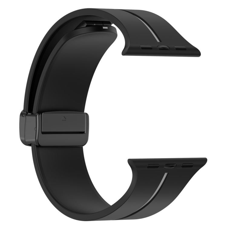 Two Color Folding Buckle Silicone Watch Band For Apple Watch 7 45mm(Black+Grey) -  by PMC TechLife | Online Shopping South Africa | PMC TechLife
